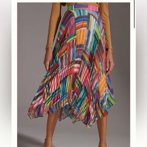 Ranna Gill Pleated Printed Midi Skirt NWT